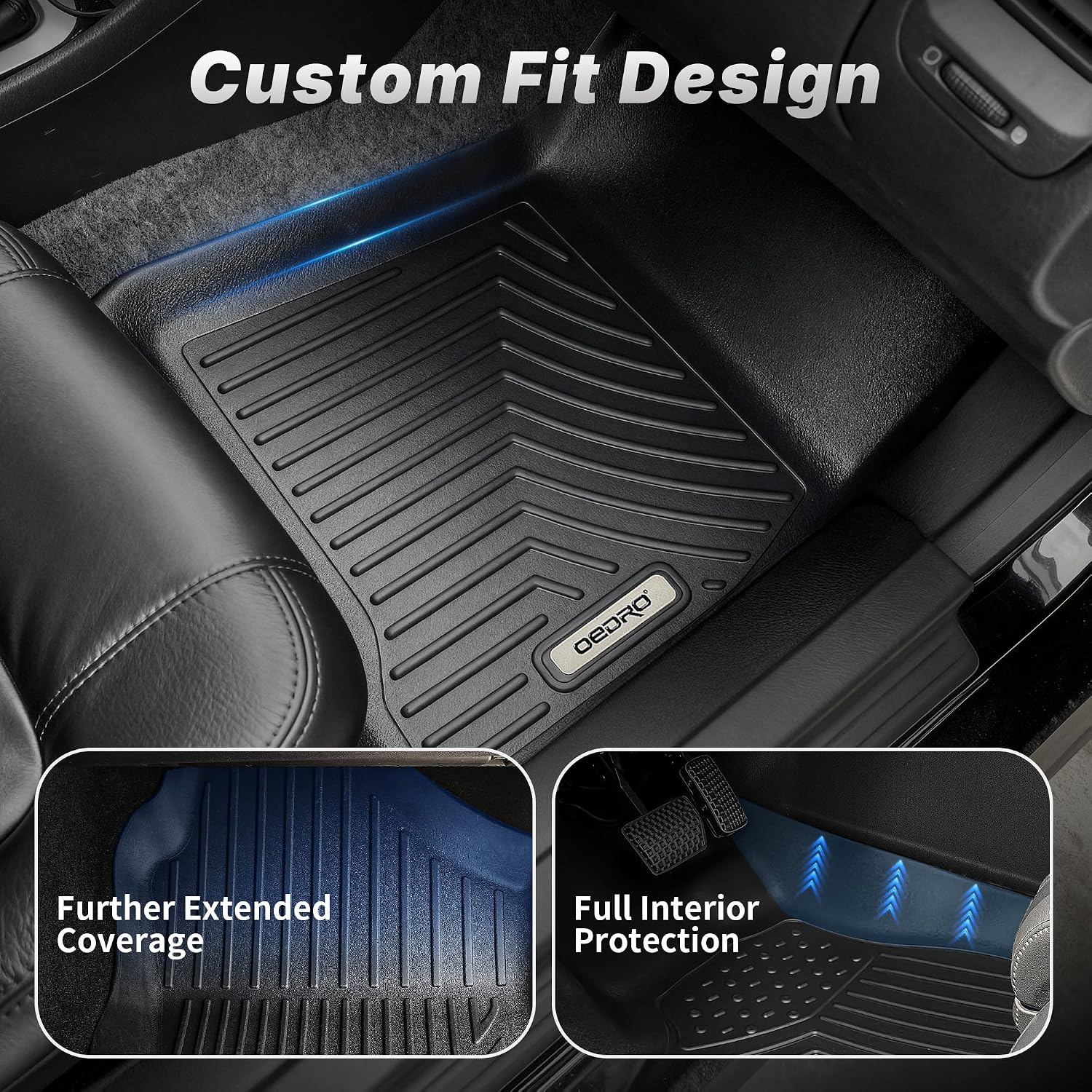 OEDRO Floor Mats Fit for 2026 2025-2022 11th Gen Honda Civic Sedan Sport/Touring/Si/EX/EX-L/LX, Custom Fit Gas/Hybrid, All Weather TPE Car Floor Liners Accessories, 1st and 2nd Row with Cargo Liner