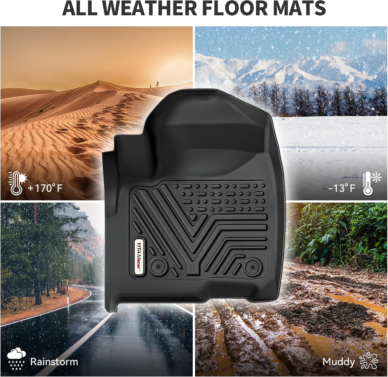 YITAMOTOR Floor Mats Fit for 2018-2025 Ford Expedition/Expedition Max (Only for 8 Passenger) with 2nd Row Bench Seat, All-Weather Custom Front 1st & 2nd 3rd Black Floor Liner Set