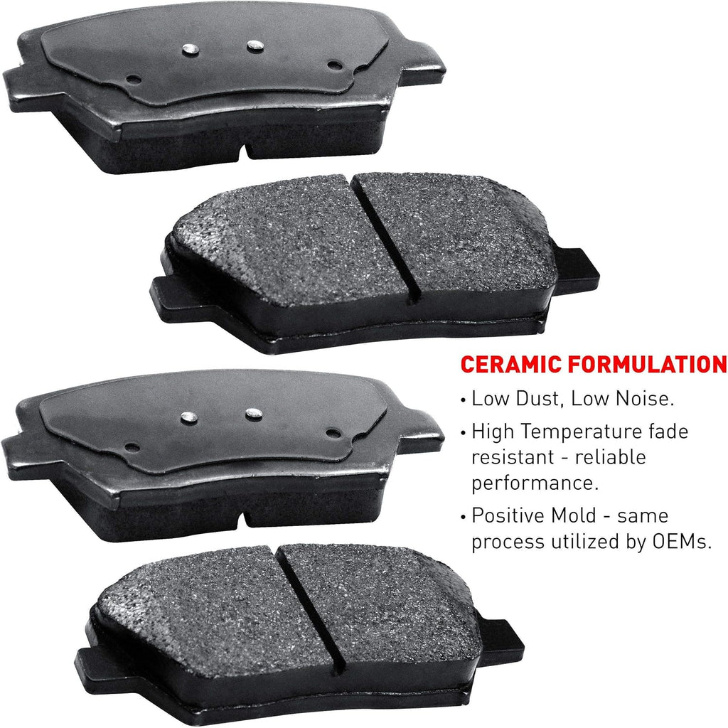 R1 Concepts Front and Rear Brake Kit Fits 2009-2010 Pontiac Vibe; 2009-2011 Toyota Corolla; 2014-2019 Toyota Corolla| Ceramic Brake Pads and Drilled Slotted Brake Rotors| 10.8' Front & 10.2' Rear