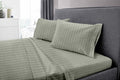 Dormisette Luxury German Flannel Sheets & Pillowcases Set, Warm Breathable Cotton Flannel Bedding with Deep Pockets, Brushed for Extra Softness, Oeko-Tex (Agave Green Stripe, King)