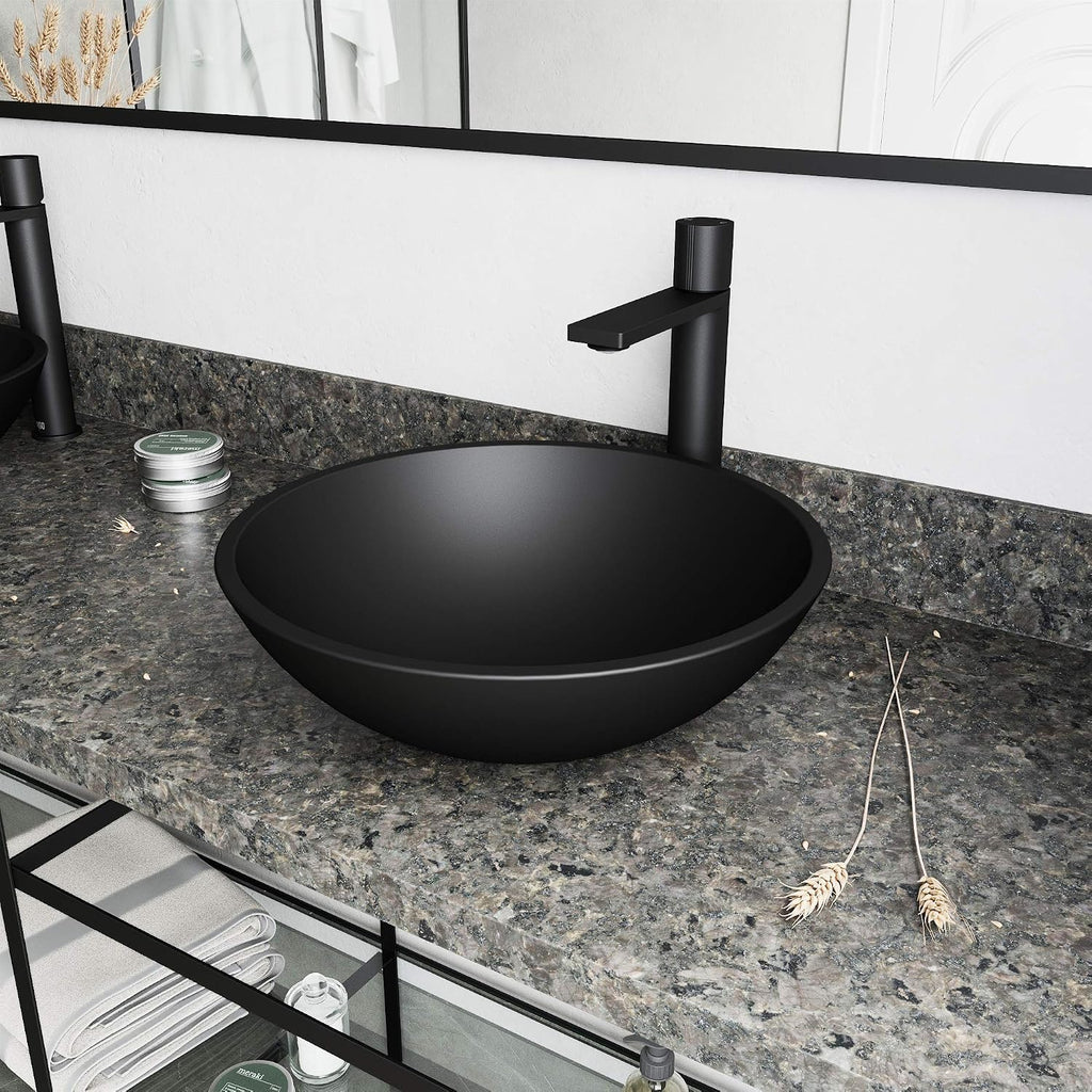 VIGO Gotham Single-Handle Single-Hole Mount Vessel Bathroom Sink Faucet, 12-Inch, Matte Black, Modern Design, Solid Brass, 1.2 GPM WaterSense & Ceramic Disc Valve, Corrosion-Resistant