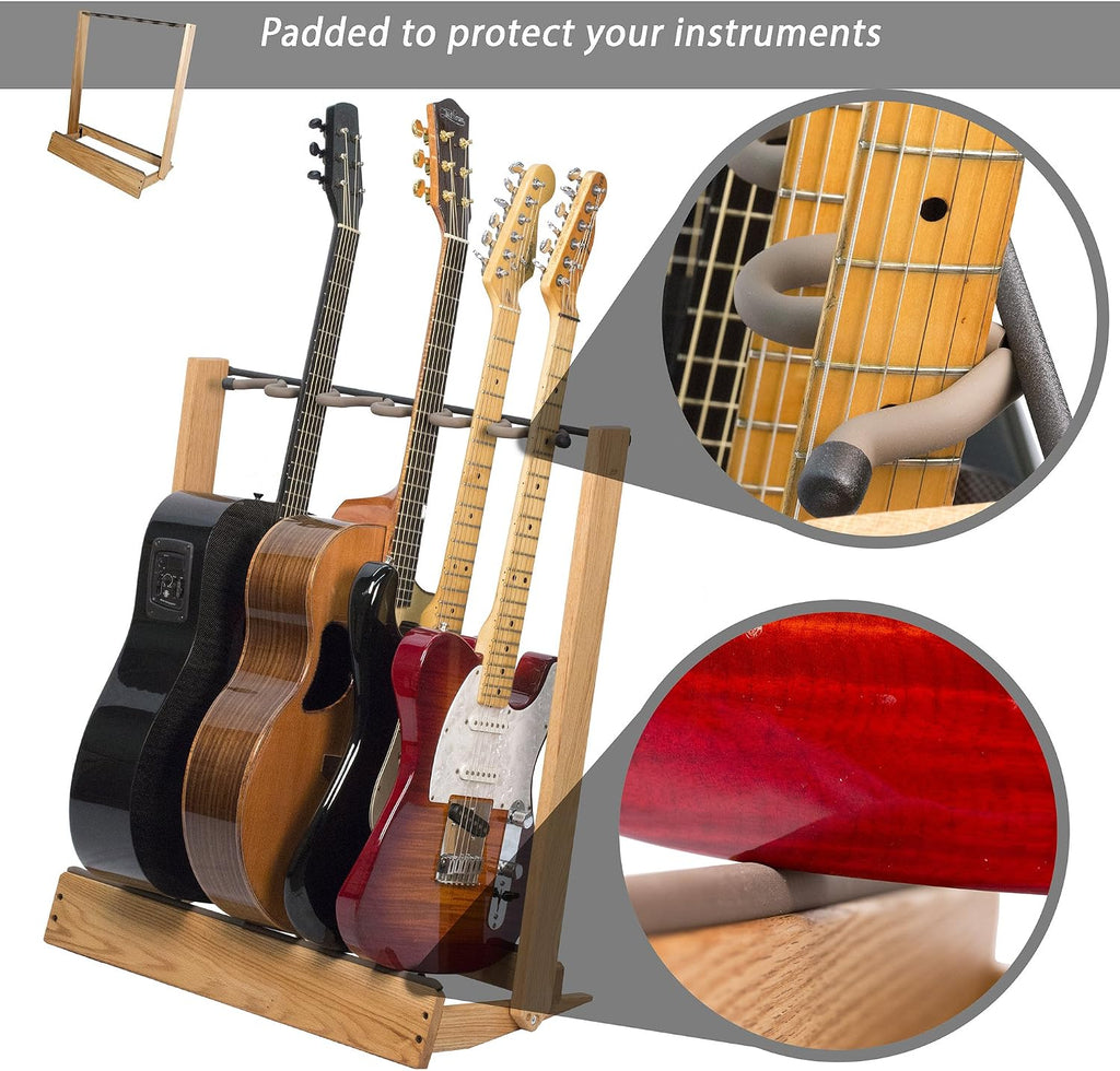 String Swing Multiple Guitar Floor Stand and Case Rack For Acoustic and Electric Guitars– Hand Welded Steel and Hardwood Made in the USA – CC34-29