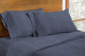 Dormisette Luxury German Flannel Sheets & Pillowcases Set, Warm Breathable Cotton Flannel Bedding with Deep Pockets, Brushed for Extra Softness, Oeko-Tex (Blue Stripe, King)