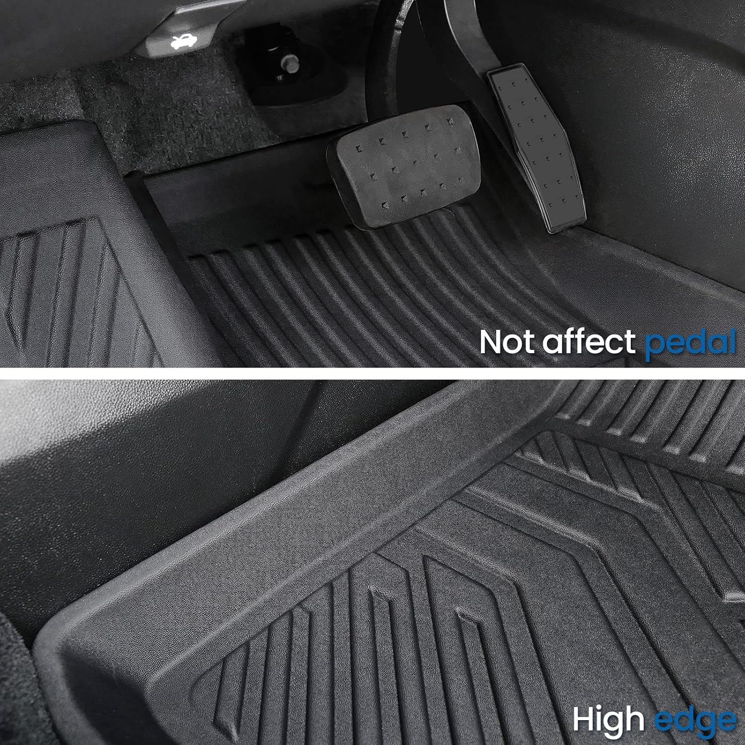 Floor Mats Set for 2024-2026 Chevy Traverse & GMC Acadia & 2025-2026 Buick Enclave, with 2nd Row Kick Mats, Only for 7 Seats Captain Chairs, All Weather TPE Cargo Liner Door Sill Accessories