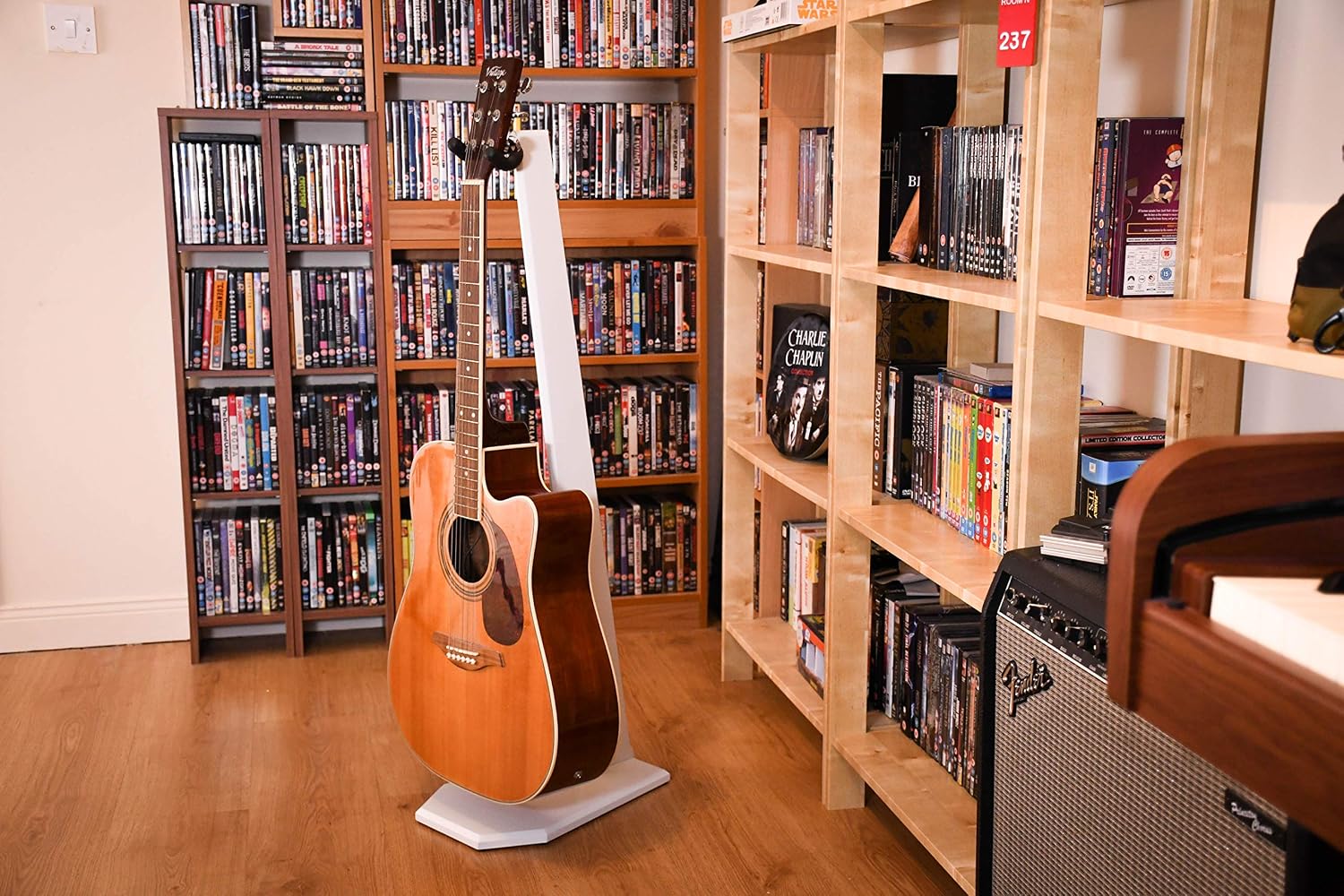 Ruach GS-5 Wooden Guitar Stand for Acoustic, Electric and Bass Guitar - White