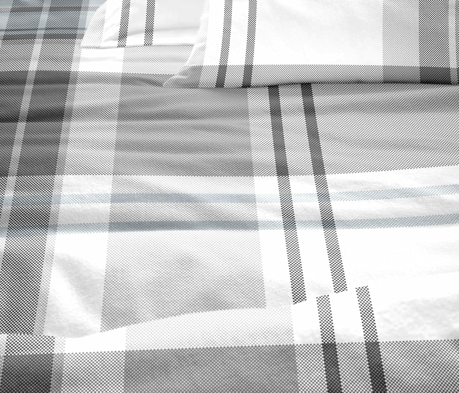 Dormisette Luxury German Flannel Sheets & Pillowcases Set, Warm Breathable Cotton Flannel Bedding with Deep Pockets, Brushed for Extra Softness, Oeko-Tex (Blue/Gray Plaid, King)