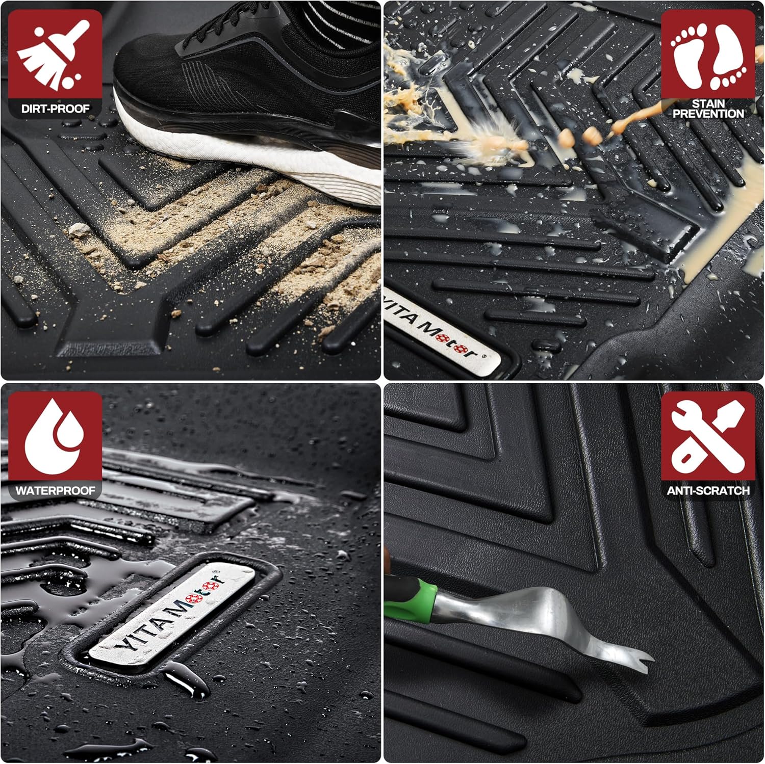 YITAMOTOR Floor Mats Fit for 2019-2024 BMW X3 G01 30i M40i X3M, TPE All Weather Custom Floor Liners, Waterproof Anti-Slip Car Mats, Only for car Without Spare tire (Not for X3 30e)