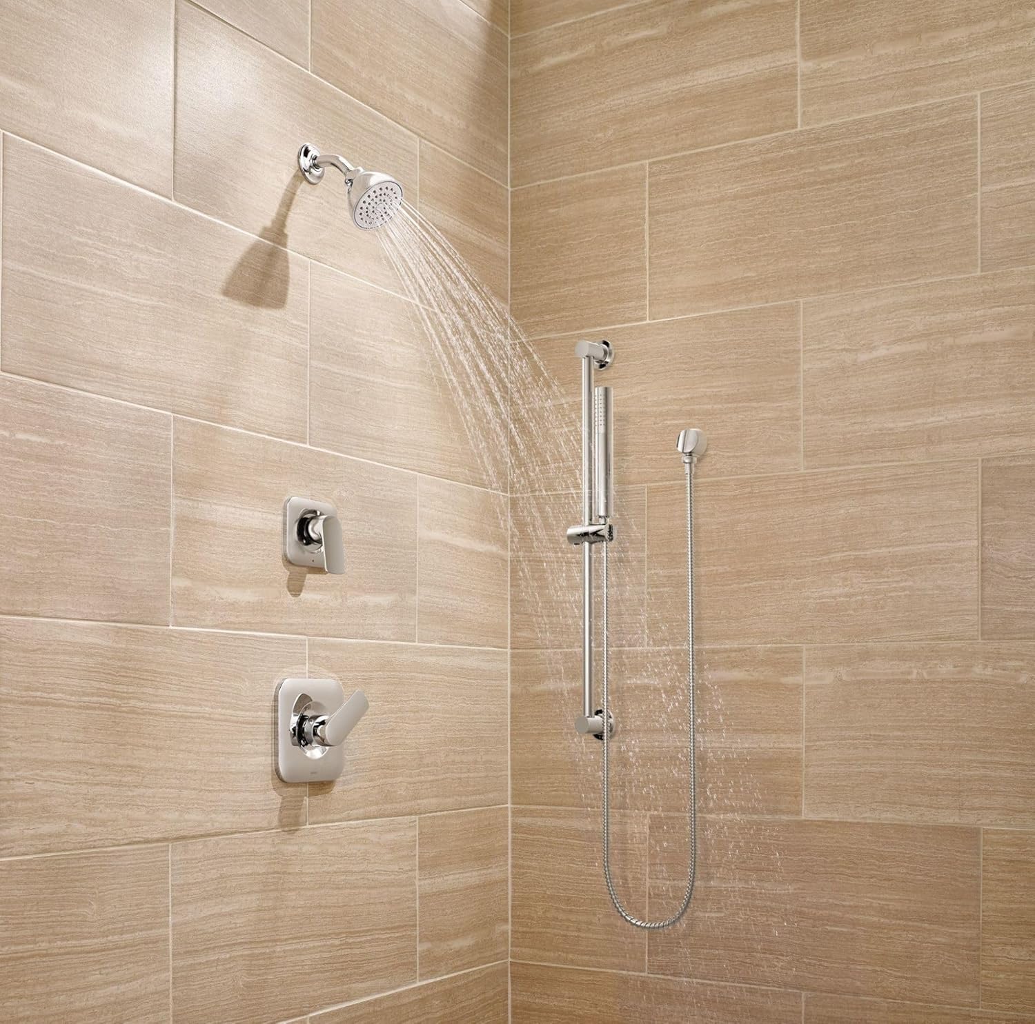 Moen Chrome Modern Eco-Performance Handshower Handheld Shower with 30-Inch Slide Bar and 69-Inch Metal Hose, 3887EP
