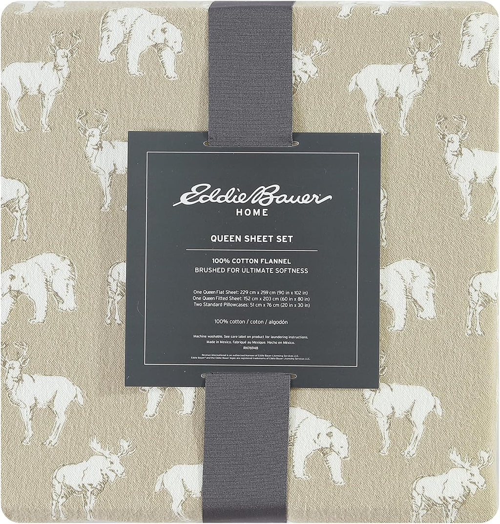 Eddie Bauer - Twin Sheets, Cotton Flannel Bedding Set, Brushed for Extra Softness, Cozy Home Decor (Buckhead Ridge, Twin)