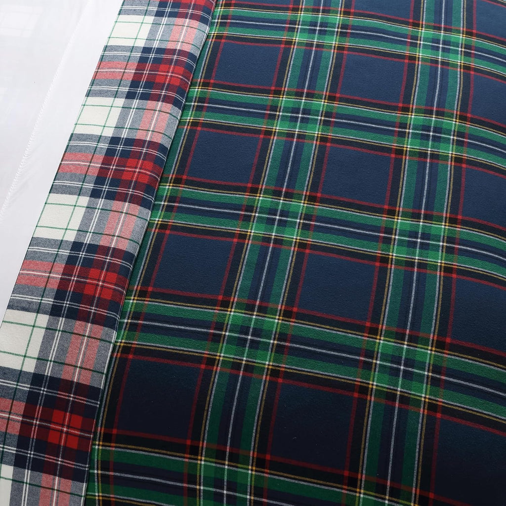 Levtex Home - Spencer Plaid Navy - King Comforter Set (106x94in.) + Two Shams (20x36in.)- Plaid - Red Green White - Reversible - Cotton
