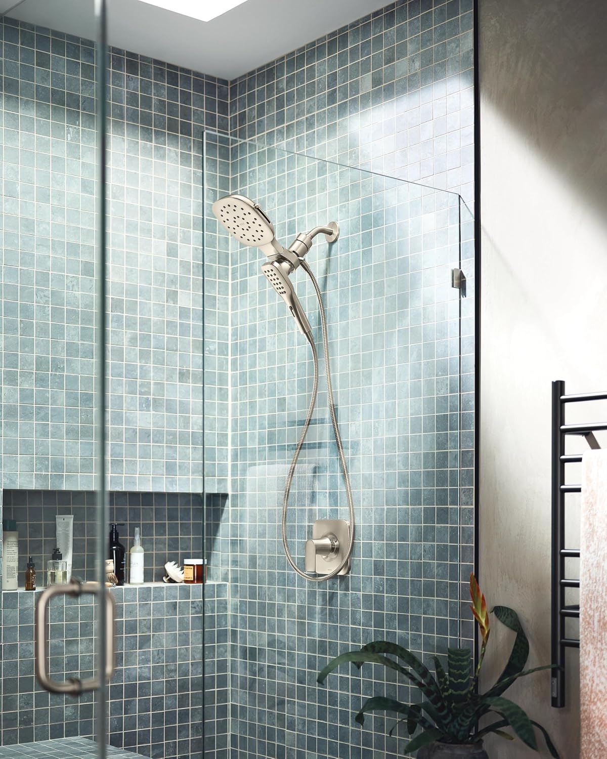 Moen Verso Infiniti Dial Square Rain Shower Head with Detachable Hand Shower Combo, 7-Inch Spray Head, Brushed Nickel, 220C5BN